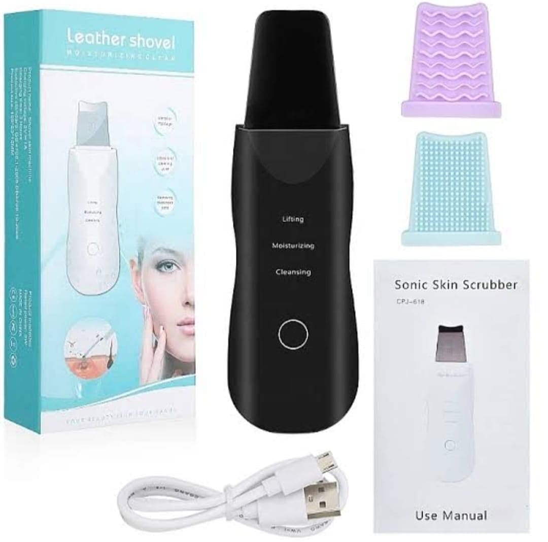 Skin Scrubber Facial Skin Scrubber, Ultrasonic Skin Scrubber Spatula, Electric Blackhead Remover, Facial Cleaner Spatula, 3 Modes Facial Lifting Peeling Tool, Rechargeable Skin Massage Scrubber