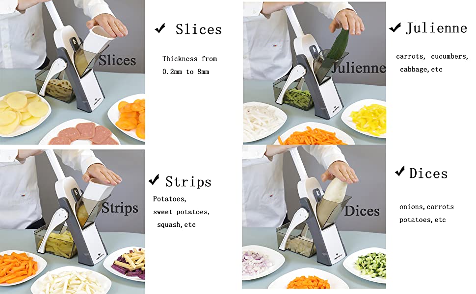 Spring Slicer Food Cutter New  5 IN 1 Mandolin Cutter & Slicer
