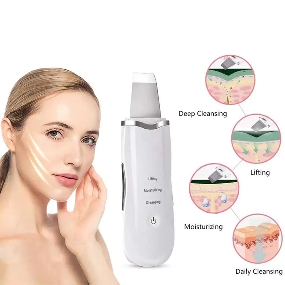 Skin Scrubber Facial Skin Scrubber, Ultrasonic Skin Scrubber Spatula, Electric Blackhead Remover, Facial Cleaner Spatula, 3 Modes Facial Lifting Peeling Tool, Rechargeable Skin Massage Scrubber