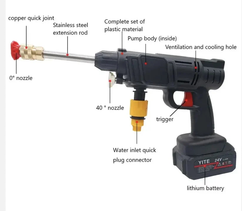 Rechargeable Wireless Car Wash Machine Cordless High Pressure Spray Gun